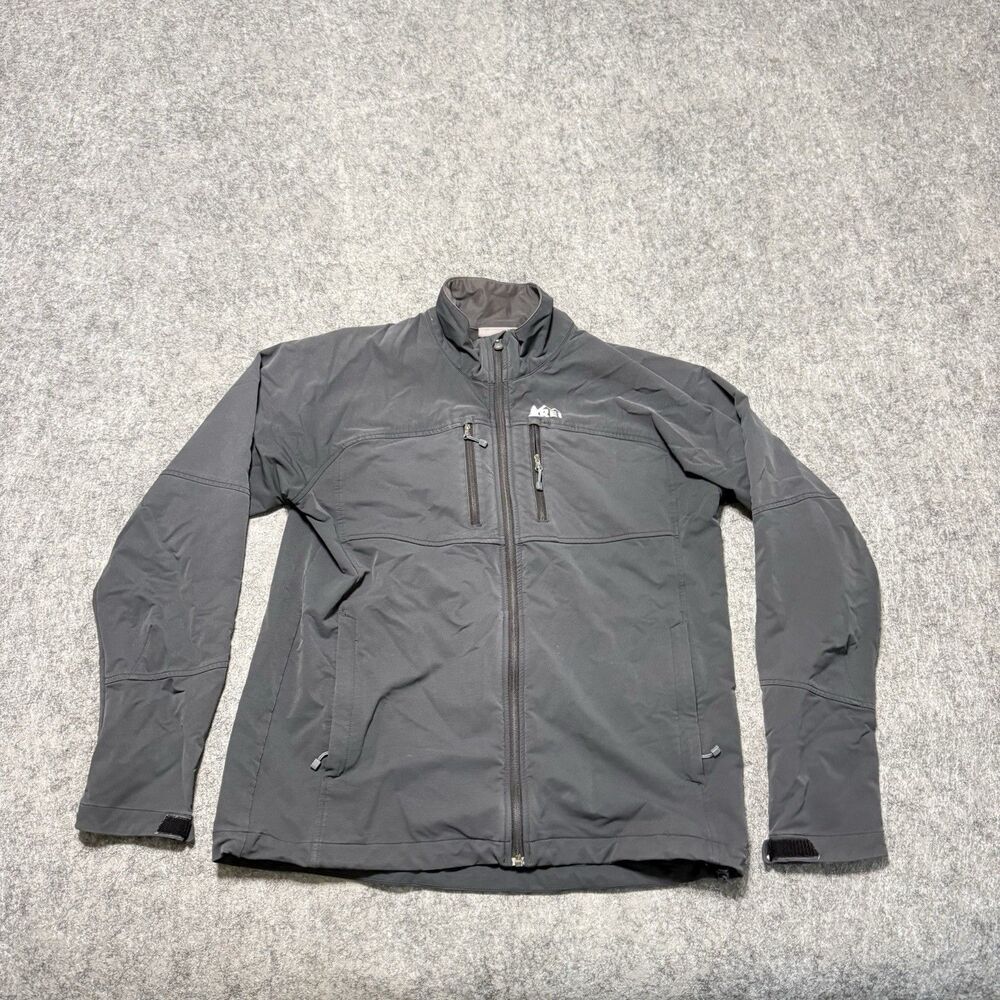 Rei Mens Co-Op Waterproof Rain Jacket Size L Black Nylon Stretch Zip Pockets